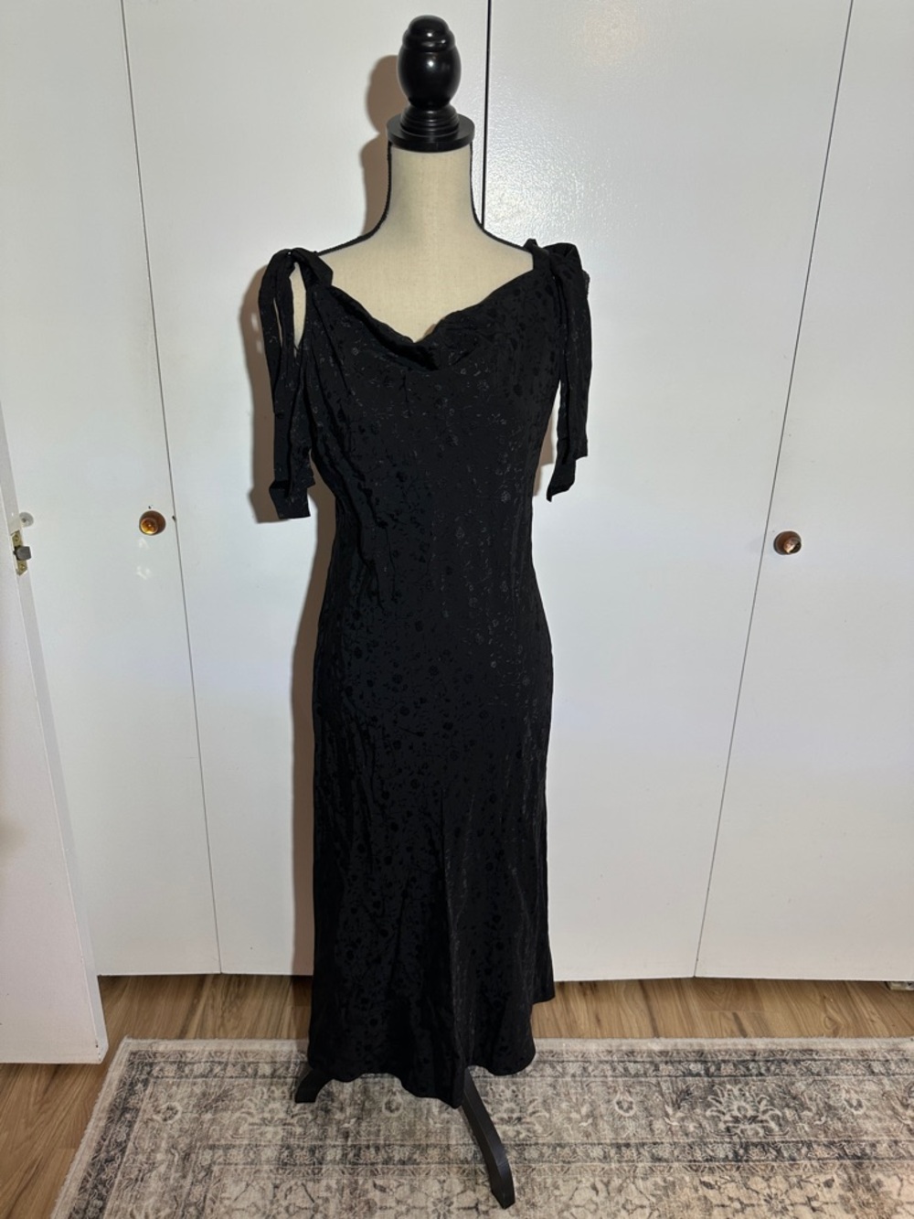 Forever 21 Black Midi Tie-Shoulder Slip Dress